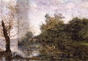Jean Baptiste Camille  Corot a the vaquero on the Riverbank oil